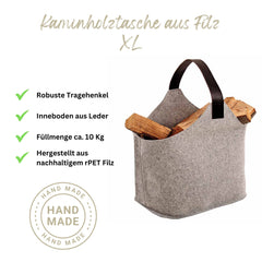 Große Kaminholztasche aus Filz XL